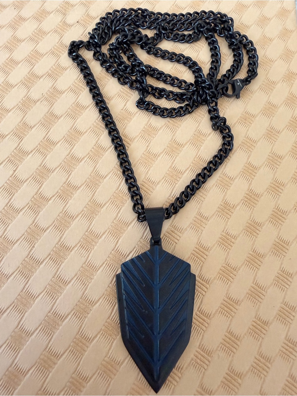 Black Men’s Pendant Necklace - Modern Shield Design